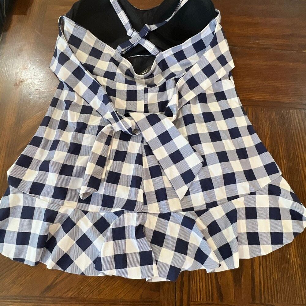 Torrid Blue Checkered Halter One Piece Swimsuit Plus Size 2 - Picture 10 of 11